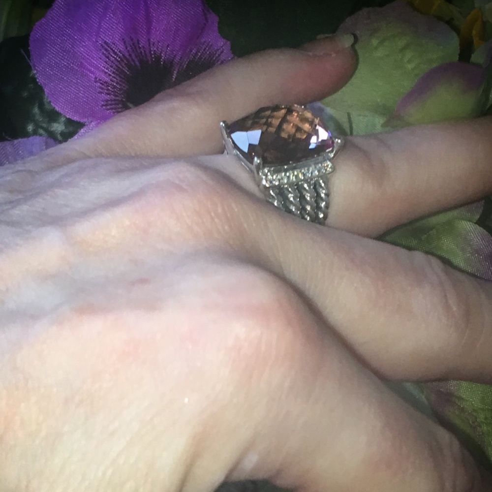 David Yurman Morganite & Diamond Ring Sz 6